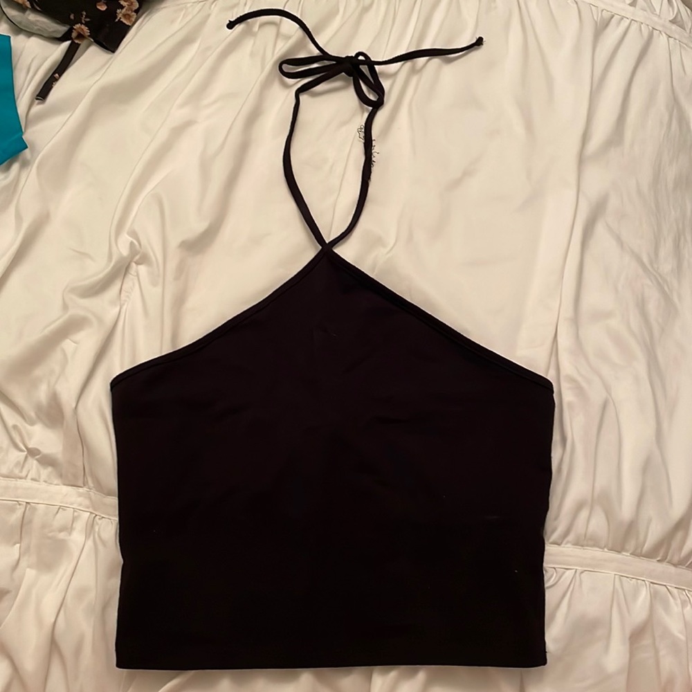 Halter tie top black